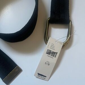 Small Anthropologie Black Belt with Gold Buckle